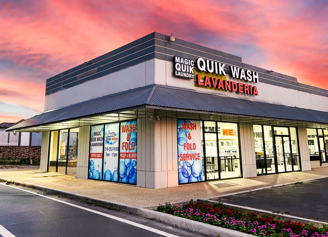Magic Quik Wash San Antonio exterior at sunset